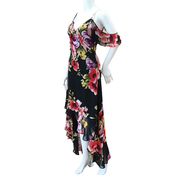 Lulus in love bloom floral hi low maxi dress black size XS - Picture 3 of 7